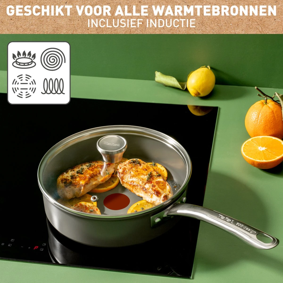 Tefal Renew+ Keramische Hapjespan - Ø 24 Cm - Met Deksel 10 Tefal Renew+ Keramische Hapjespan - Ø 24 Cm - Met Deksel - Afbeelding 8