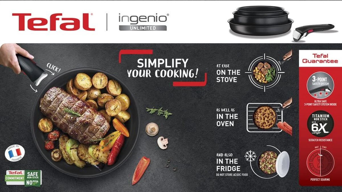 Tefal Ingenio Unlimited Pannenset - Koekenpannen Ø24 En 28 Cm + Handgreep 16 Tefal Ingenio Unlimited Pannenset - Koekenpannen Ø24 En 28 Cm + Handgreep - Afbeelding 14