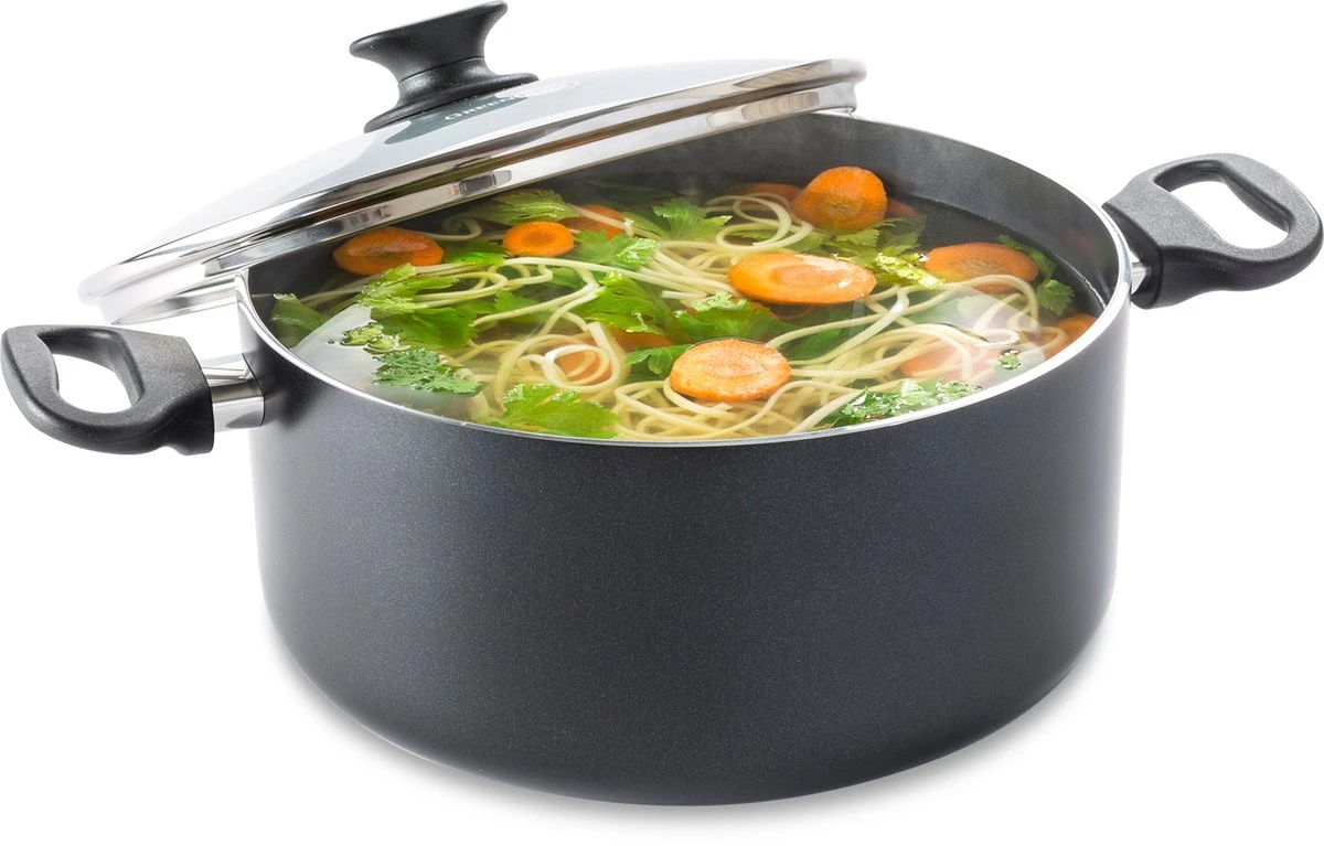 GreenPan Cambridge Kookpan Met Deksel 24cm - Zwart - Inductie - PFAS-vrij 4 GreenPan Cambridge Kookpan Met Deksel 24cm - Zwart - Inductie - PFAS-vrij - Afbeelding 2