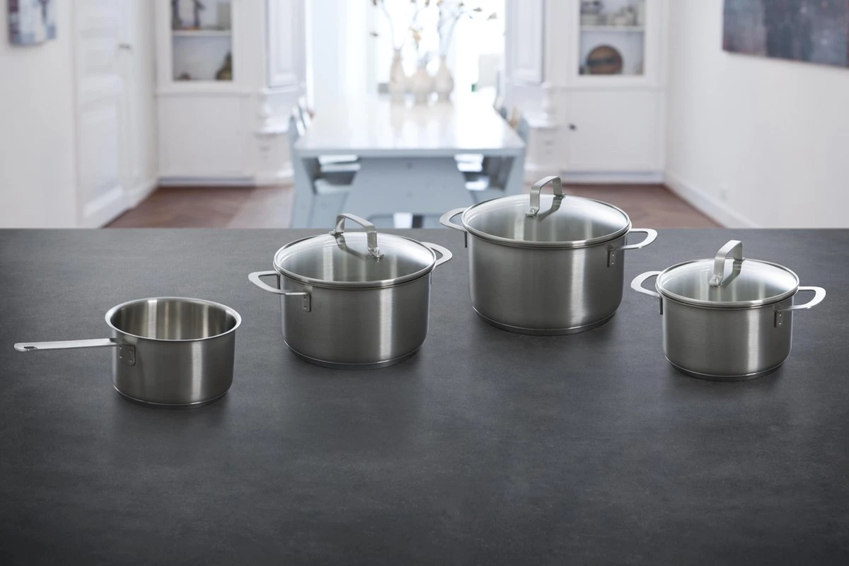 BK Bistro Pannenset - 4-delig - RVS - Glazen Deksel - Inductie 10 BK Bistro Pannenset - 4-delig - RVS - Glazen Deksel - Inductie - Afbeelding 8