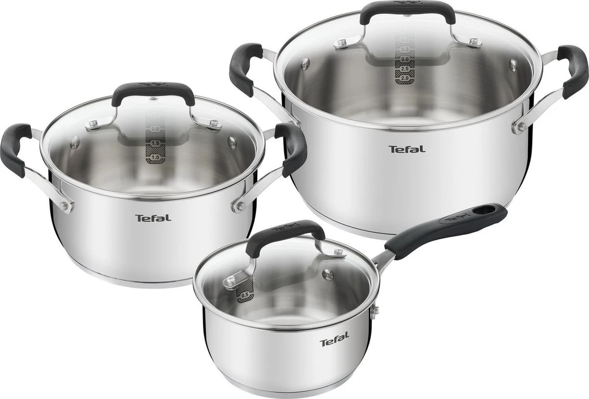 Tefal Cook & Cool E493S6 - Set 3-delig (kookpan 20/24 + Steelpan 16) 3 Tefal Cook & Cool E493S6 - Set 3-delig (kookpan 20/24 + Steelpan 16)